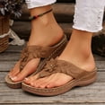 thumbnail image 4 of Tao Tao Sandals Women Wedge Shoes: Summer Dressy Womens Flip Flops Comfortable Orthopedic Platform Sandals Casual Walking Wedges Brown 41, 4 of 9