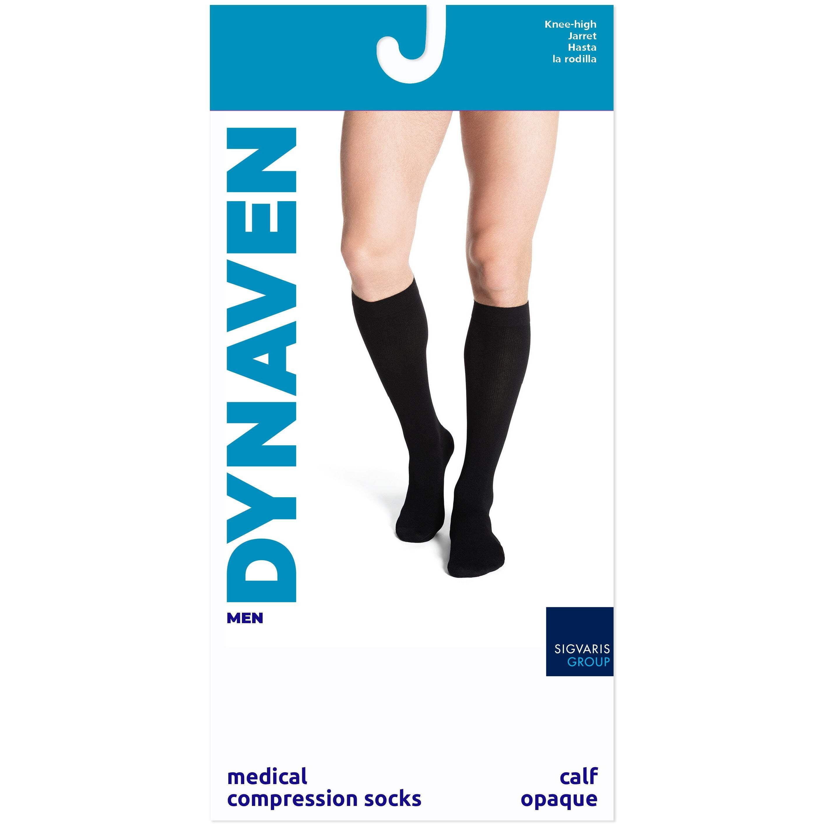 Sigvaris Dynaven 923 Access Men's Ribbed 30-40 Closed Toe Knee High Compression Socks Black LL Long