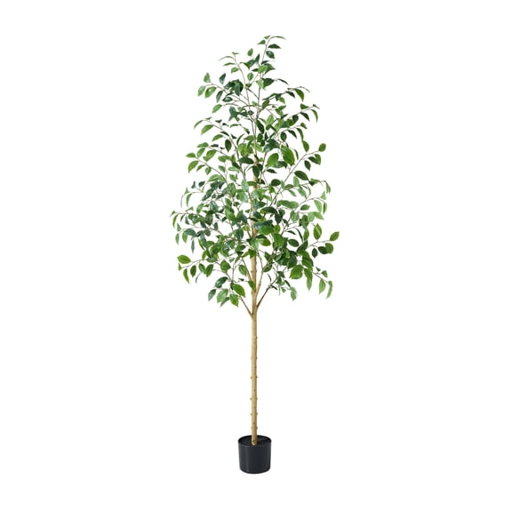 DR.Planzen 6ft Artificial Ficus Tree in Black Pot, Tall Plant with Lush Foliage, Large Indoor Floor Plant for Living Room & Office
