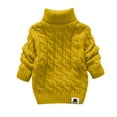 thumbnail image 5 of qolati Girls Christmas Sweaters Kids Turtleneck Mock Neck Long Sleeve Pullover Sweater Cable Knit Fall Winter Jumper Tops Yellow 8 Years, 5 of 7