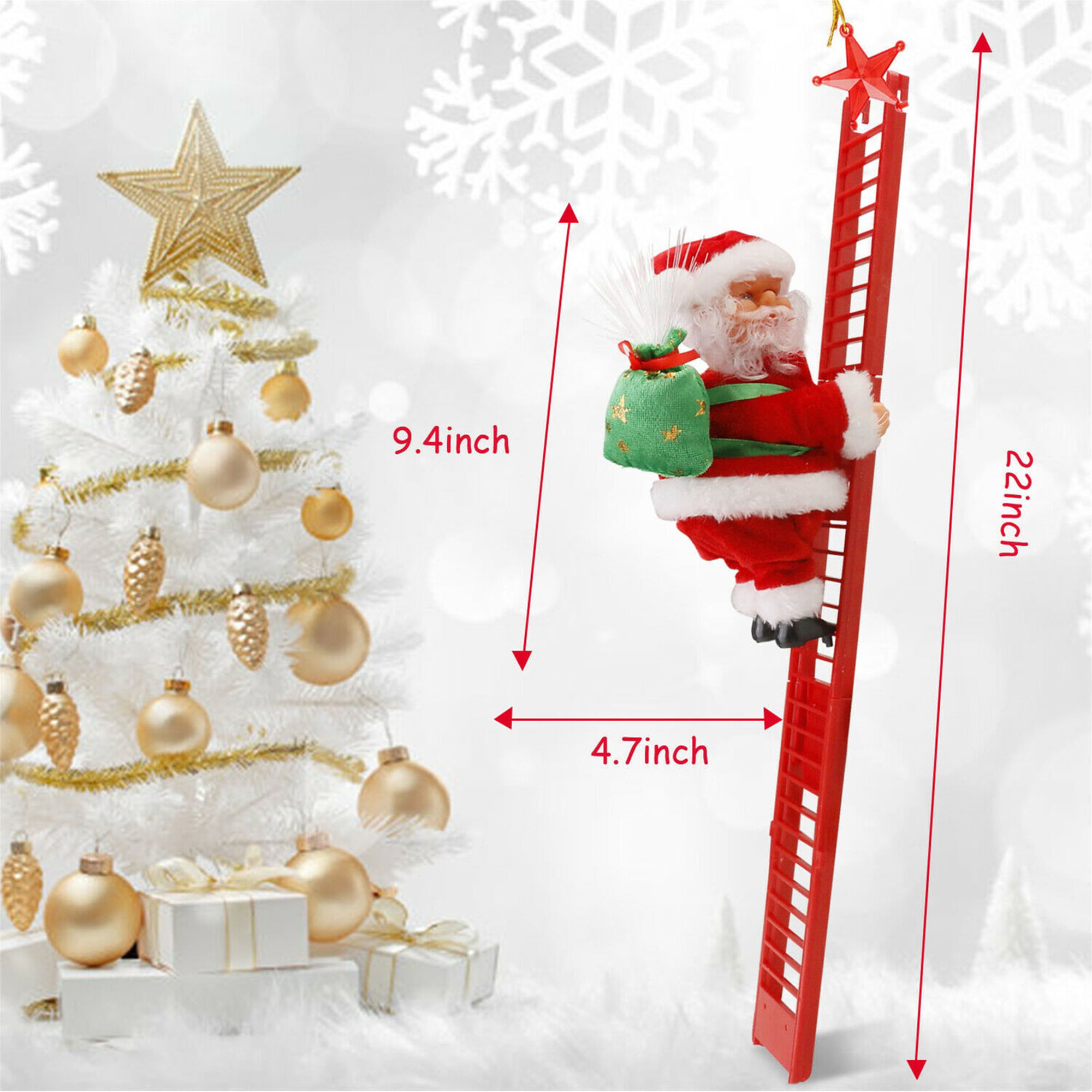 Animated Santa Claus Electric Musical Climbing Ladder Christmas Tree Ornament US 
