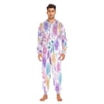 thumbnail image 5 of 1 Piece Adult Onesie Pajamas Cozy & Loose-Fit Sleepsuit Loungewear with Pockets Pink and Purple Flowers X-Small, 5 of 7
