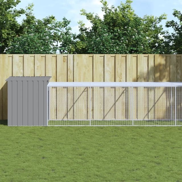 vidaXL Cage à Poules avec Rangée Gris Clair 110x609x110 cm Acier Galvanisé