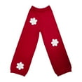 thumbnail image 4 of Arlun Womens Embroidery Flowers Crochet Sweater Pants Casual High Waisted Boho Straight Leg Knit Beach Loungewear Pants Winter Soft Stretch Comfort Warm Trousers Red L, 4 of 8
