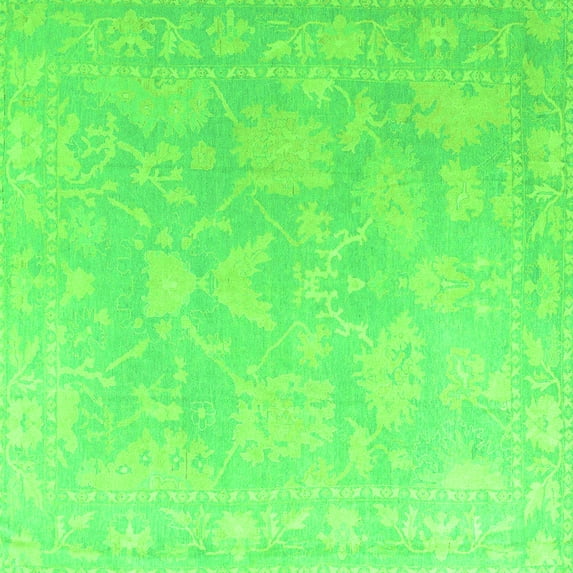 Ahgly Company Indoor Square Oriental Green Traditional Area Rugs, 4' Square