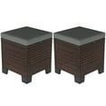 thumbnail image 2 of Outsunny 2 Pieces Wicker Outdoor Ottomans with Cushions, 3-in-1 PE Rattan Ottoman Seat, Footrest and Side Table for Backyard, Poolside, Gray, 2 of 9