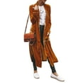 thumbnail image 5 of Long Coat Women Cardigan Coat Lapel Long Sleeve Open Front Golden Velvet Fabric Jacket Solid Color Mid-length Outerwear, 5 of 7