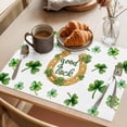 thumbnail image 3 of Saint Patrick's Day Placemats Set of 6 Horseshoe Green Botanical Clovers Leaf Place Mats Indoor Wipeable Table Mats Washable Dining Table Placemats for Kitchen Holiday Party Home Decor 13x19 Inch, 3 of 9
