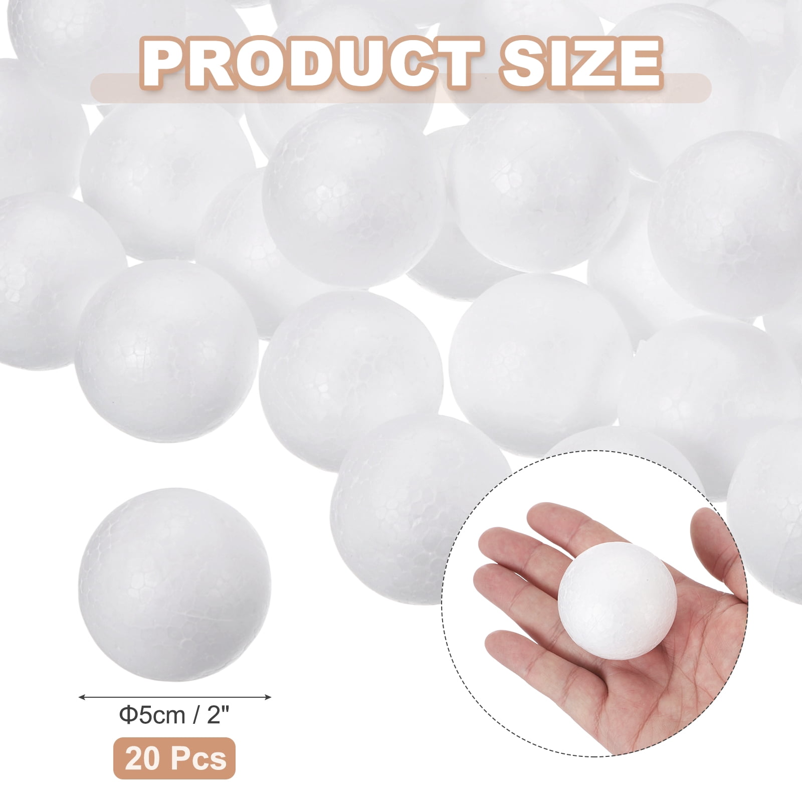 Uxcell 20 Pcs White Craft Foam Balls 2 Inch Smooth Polystyrene Foam Balls for Crafts Christmas Wedding Party Decorations DIY Household Project
