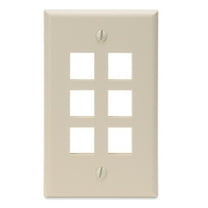 Leviton 41080-6IP QuickPort Wallplate, Single Gang, 6-Port, Ivory