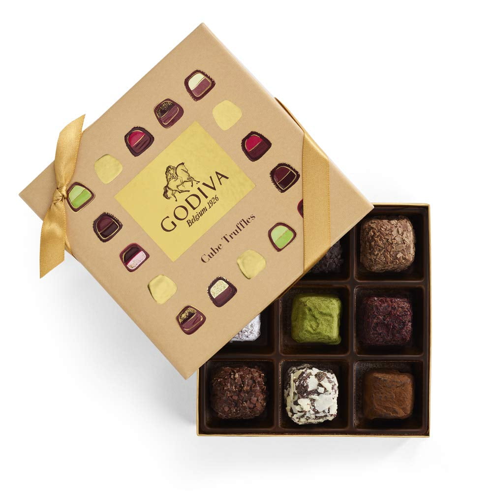 Godiva Chocolatier Chocolate Truffle Cube Box Truffle Gift Box Assorted Chocolate Truffles 9 Pc Walmart Com Walmart Com
