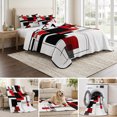 thumbnail image 6 of Twin Quilt Set 68''x86'', Red Grey Black Lightweight Summer Bedspread Coverlet Set with 2 Pillow Shams, Irregular Modern Geometric Abstract Breathable All Season Quilt Bedding for Dorm/Bedroom, 6 of 9