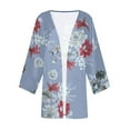 thumbnail image 4 of Babysbule Women's Tops, Jackets& Coat Women's Casual 3/4 Sleeve Print Loose Shirt Tops Cardigan, 4 of 5