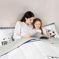 thumbnail image 4 of Feelyou Modern Soccer Sports Bedding Comforter Set 7pcs for Kids, West Football King Bedding Sets, White Navy Cartoon Theme Reversible Bed Sheets, Super Cozy Room Decor, 4 of 7