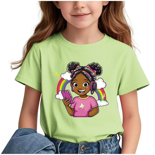 GreatBaby T-shirt Respirant pour Enfants avec Manches Courtes pour Garçons Filles Rentrée des Classes Saison Col Rond Manches Courtes Hauts Décontractés Polyvalents pour Extérieur (Vert3,3 Ans)