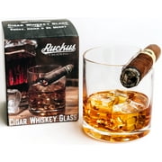 Old Fashioned Cigar Whiskey Glass with Top Mounted Cigar Holder - Gift for Men Who Have Everything