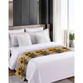 thumbnail image 4 of Xipuska Sunflower Wooden Bed Runners for Queen Size Bed, Decorative Bed Throws for Foot of Bed, Summer Retro Botanical Floral Bed Runner Sofa Throw Bedding Scarf Protector Slipcover for Bedroom/Hotel, 4 of 6