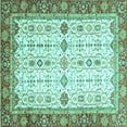 thumbnail image 1 of Ahgly Company Indoor Square Oriental Turquoise Blue Traditional Area Rugs, 6' Square, 1 of 4