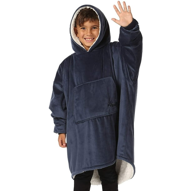 The Comfy Original Jr The Original Oversized Sherpa Wearable Blanket For Kids Seen On Shark Tank One Size Fits All Blue Walmart Com Walmart Com
