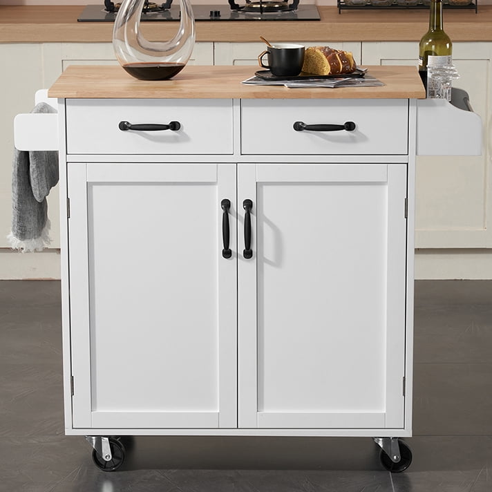 Canddidliike Easy Assembly Kitchen Cart on Wheels with 2