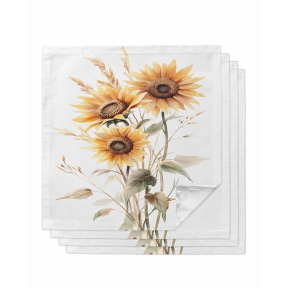 nqOlkjepod Sunflower Cloth Napkins Set of 4 Reusable Dinner Napkins, Orange Vintage Blooms Floral Spring Cocktail Napkin Washable Table Napkins for Wedding/Holiday Party/Baby Shower 20"x20"