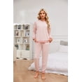 thumbnail image 4 of HEARTNICE Womens Pajamas Set, Fleece Lightweight Outfit Soft Lounge Pjs Cozy Sleepwear,(Light Pink,L), 4 of 4