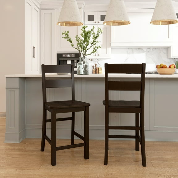 Mainstays Eastwood Full Back Adjustable Height Barstool with Leg Extensions, 2 Pack, Brown