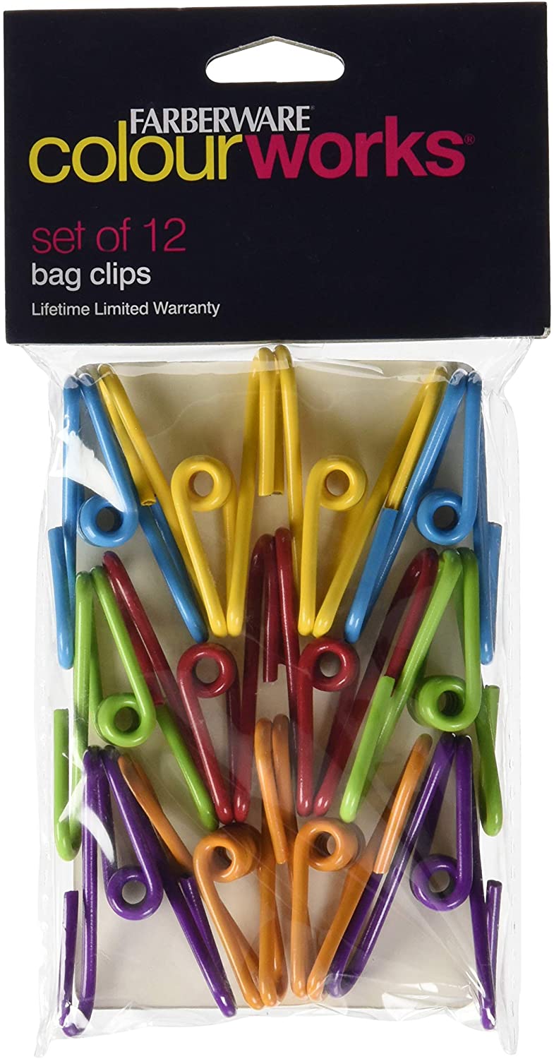 Farberware Classic Multipurpose Bag Clips, Set of 12, Assorted