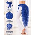 thumbnail image 6 of FEOYA Women's Belly Dance Hip Scarf Sequin Tulle Skirt Sparkly Tassel Dance Belt Adjustable Waist Wrap for Stage Performance Royal Blue, 6 of 7