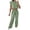 Green, variant on CHUMUD Two Piece Sets for Women Petite Wide Leg Pants Set Summer Outfits Sleeveless Crew Neck Crop Tops Trousers Matching Sets Casual Going Out