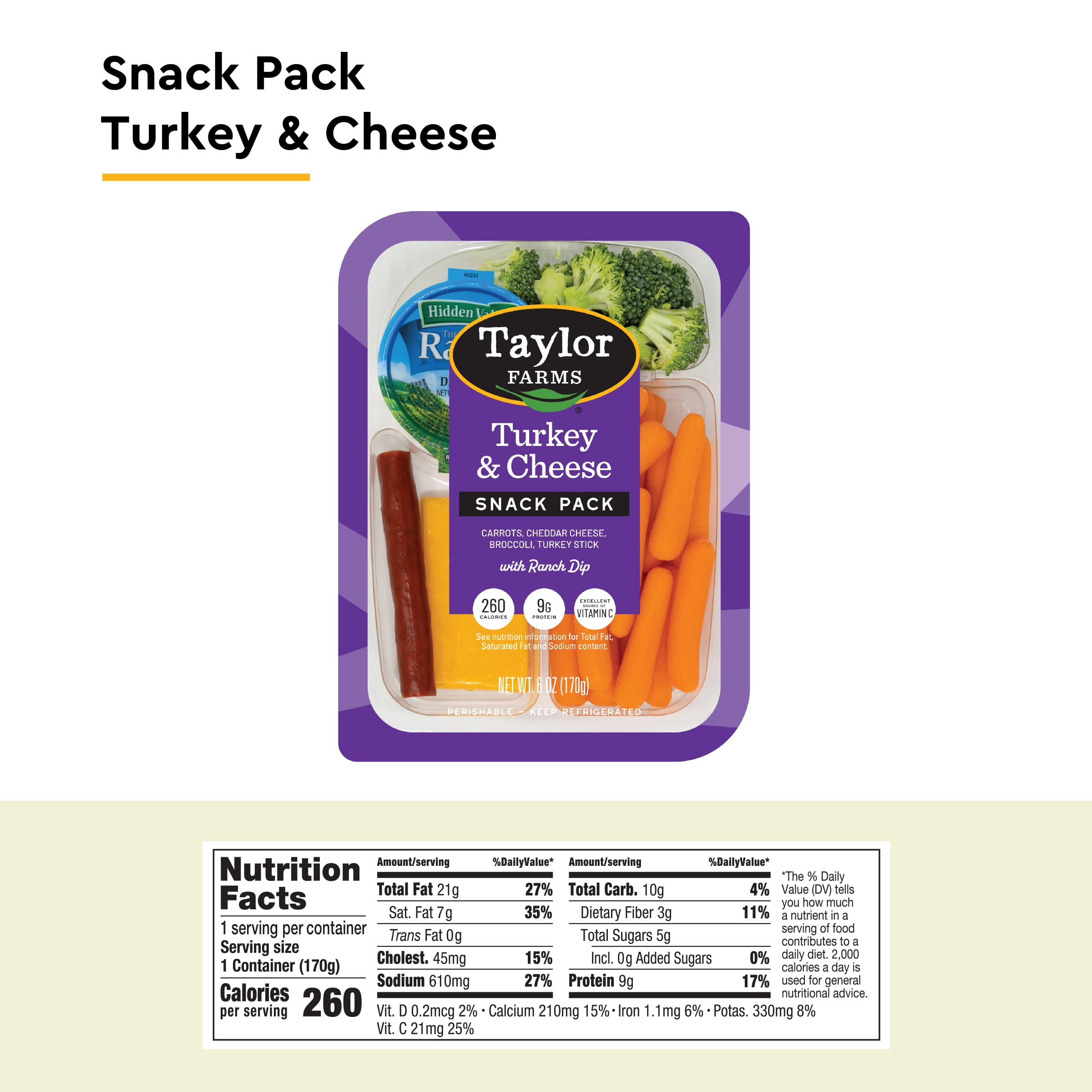Taylor Farms Turkey & Cheddar Snack Tray, 6 oz, Refrigerated
