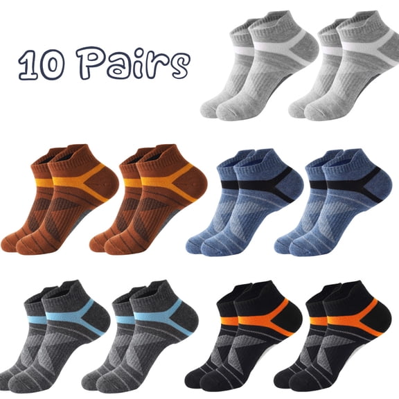 Nivmu 10 Pairs Mens Ankle Socks Athletic Running Cushioned Men's Breathable Low Cut Socks,Sizes 6-10