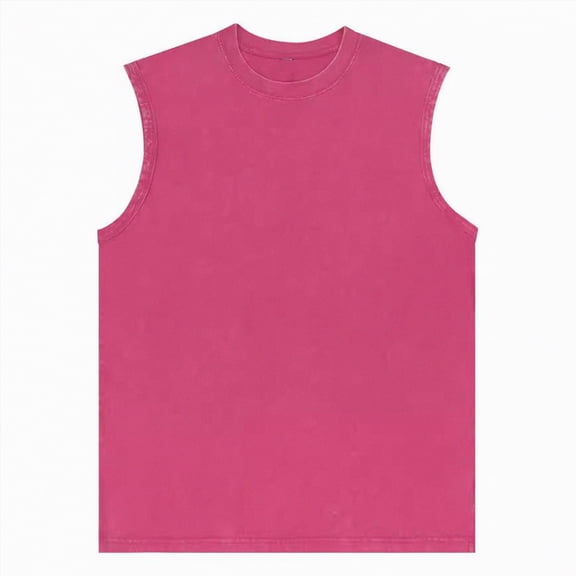 KPOPLK tank top for men spring summer casual beach printed sleeveless tank womens tops(Hot Pink,L)