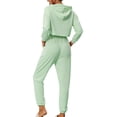 thumbnail image 3 of Conjuntos de sudaderas y pantalones de chándal para mujeres INSPIRE CHIC, sudadera corta y joggers largos XL en verde, 3 of 5