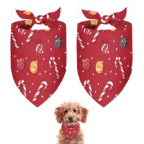 Dog Bandana 2 Pack,Red Christmas Candy Cane Pattern Bandanas for Dogs,Cat Bandana,Small/ Large Dog Bandana 2 Size,Dog Bandanas Girl Boy