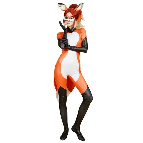 [Officially Licensed] Miraculous Rena Rouge Costume for Halloween Jumpsuit with Fox Tail-like Coattail, S
