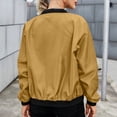 thumbnail image 6 of Zip Up Casual Jacket for Women Oversized Long Sleeve Coat Light Windbreaker With Ribbed Cuffs Pockets Khaki 2XL, 6 of 8