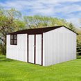 thumbnail image 5 of 10x12 FT Outdoor Storage Shed, Metal Garden Tool Shed with Vents, Window and Bulit-in Hooks, Waterproof  Organization for Home/Backyard/Garden Tools/Lawn Storage, White, 5 of 7