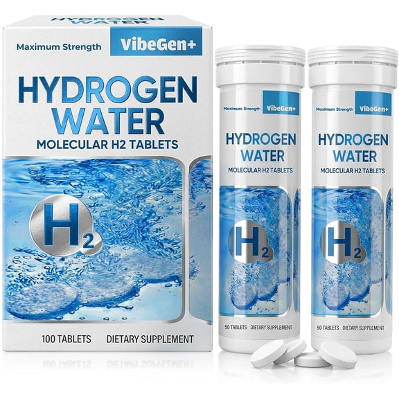 Hydrogen Water Tablets, Molecular H2 Effervescent Tablets for Daily Hydration, 100-Count (2 Packs of 50)