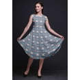 thumbnail image 5 of Bimba Blue Geometric Ikat Women Printed Knee Length Sleeveless Shift Summer Dress-X-Small, 5 of 6