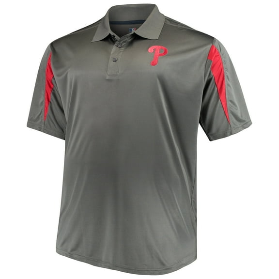 Men's Majestic Charcoal/Red Philadelphia Phillies Contract Polo