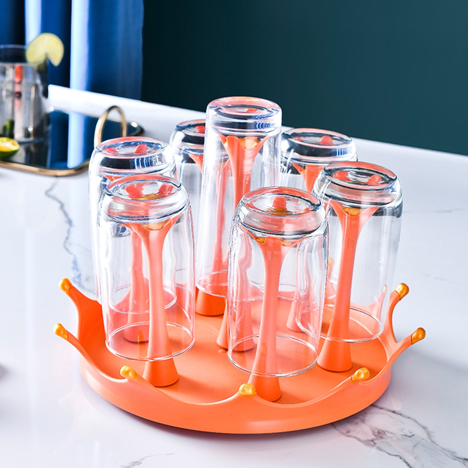Bottle Drying Rack, Rotating Bottle Dryer Holder, 5/7/9-Digit Detachable Design Vertical Drain Stainless Steel Cup Holder for Kitchen Countertop