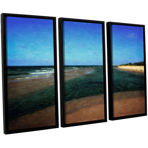ArtWall Kevin Calkins "Sandbar with Blue Sky" 3-Piece Floater Framed Canvas Set