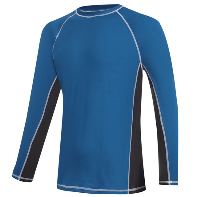 Camisas de surf Prolriy para hombre, moda de verano para hombre, color sólido, manga larga, traje de surf, natación, sol, camisetas para hombre, camisetas para hombre, azul oscuro M