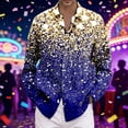 thumbnail image 2 of Telankuip Mens Sparkling Sequins Print Dress Shirt Mardi Gras Long Sleeve Button down Plus Size Casual Top Shirt Luxury Disco Party Nightclub Carnival Holiday Prom Fashion Outfits 3-Blue XL, 2 of 4
