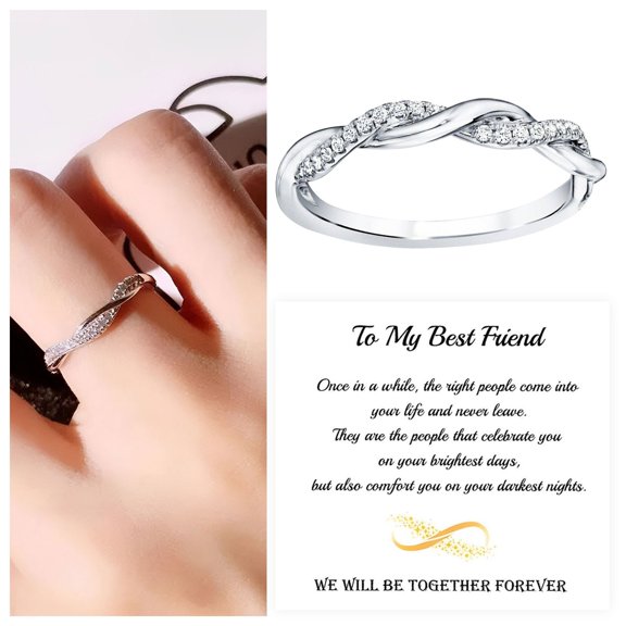 To My Friend Ring Adjustable Ring Promise Ring Anniversary Ring Birthday Present Fashion Ring Electroplated Twist Micro Set Zircon Ring