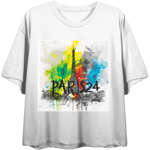 Eiffel Tower Women's Crew Neck Short Sleeve Crop Tee
