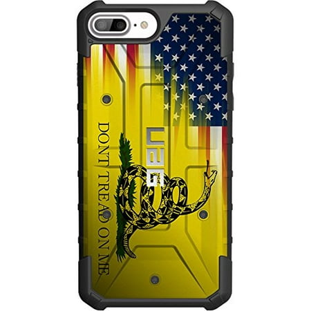 LIMITED EDITION- Customized Designs by Ego Tactical over a UAG- Urban Armor Gear Case for Apple iPhone 8 PLUS/7 PLUS/6s PLUS/6 PLUS (Larger 5.5")- Don't Tread On Me -USA
