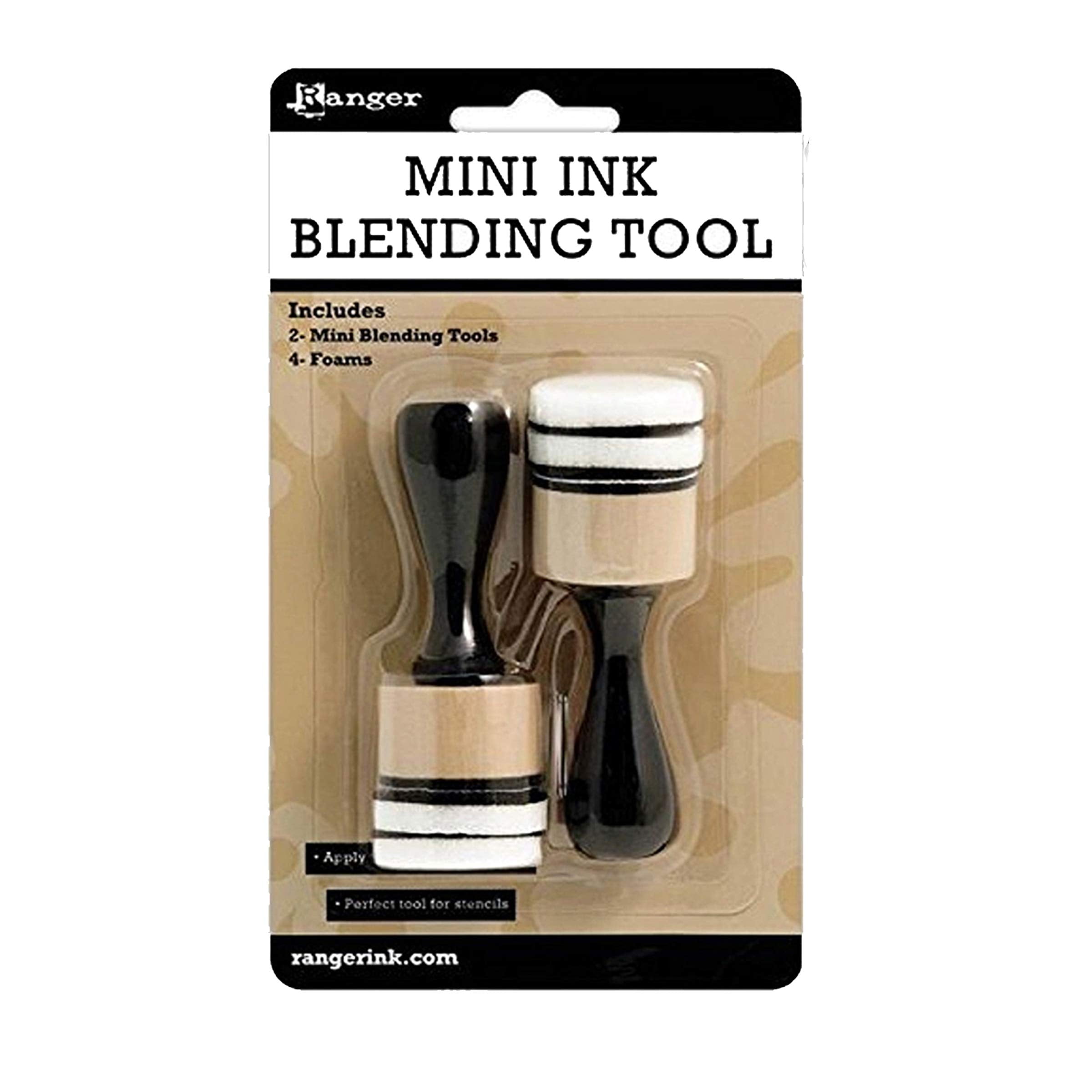 Mini Ink Blending Bundle - 2 pc Mini Blending Tool, 54 ct Mini Foam applicators, Purple Turtle Detail Sticks