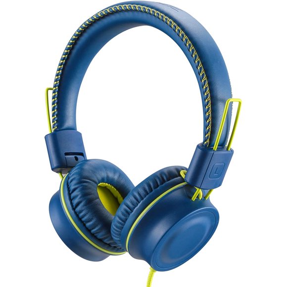 Auriculares para niños POWMEE M2, ajustables y plegables, cable enredado sin enredos, jack de 3,5 mm. (Azul)